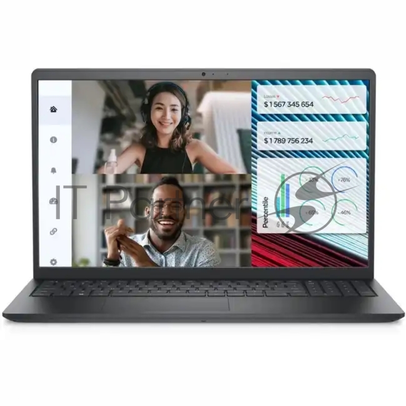 Ноутбук Dell Vostro 3520 Core i3 1215U 8Gb SSD256Gb Intel UHD Graphics 15.6 WVA FHD (1920x1080)/ENGKBD Ubuntu black WiFi BT Cam (3520-3820) Английская клавиатура