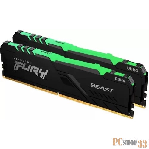 Память DDR4 2x32GB 3200MHz Kingston KF432C16BB2AK2/64 Fury Beast RGB RTL Gaming PC4-25600 CL16 DIMM 288-pin 1.35В dual rank с радиатором Ret