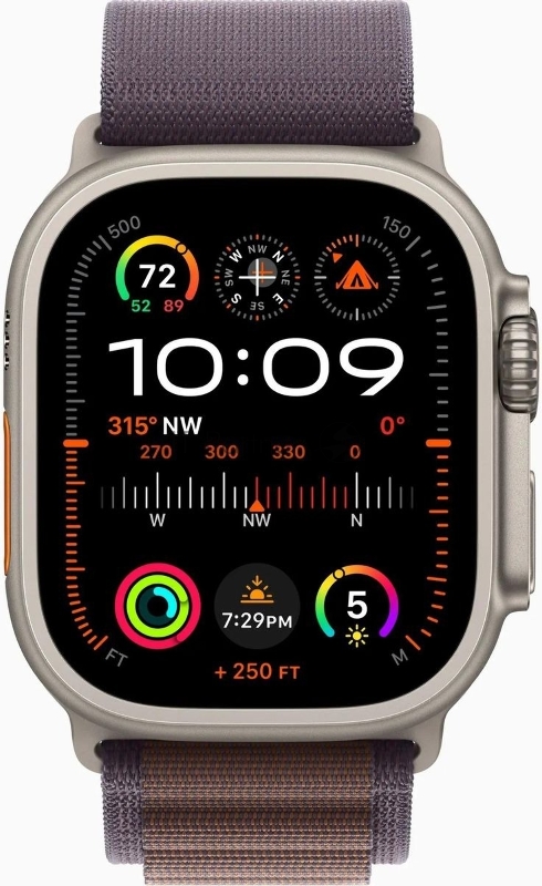 Смарт-часы Apple Watch Ultra 2 A2986 49мм OLED корп.титан Alpine loop рем.индиго разм.брасл.:130-160мм (MRER3LL/A)