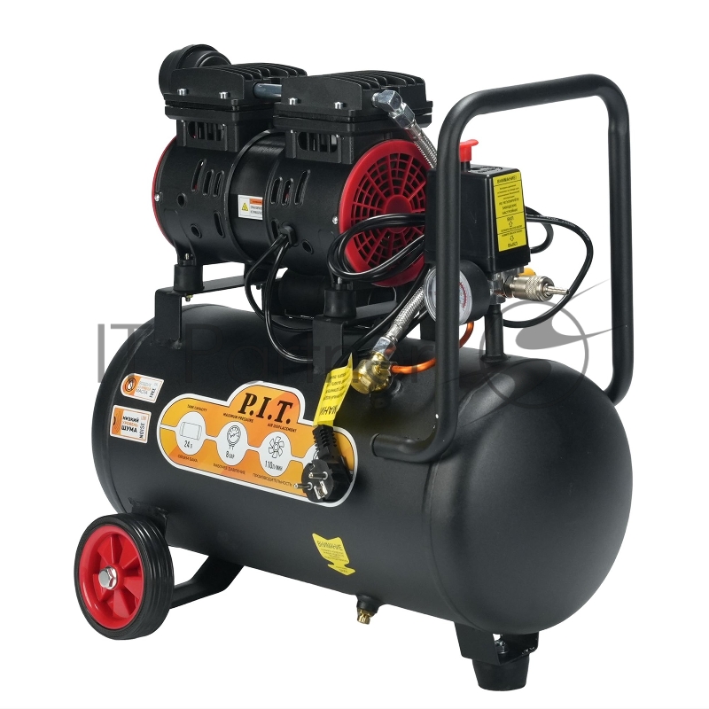 Компрессор поршневой P.I.T. PAC24-C1 безмасляный 110л/мин 24л 600Вт черный/красный