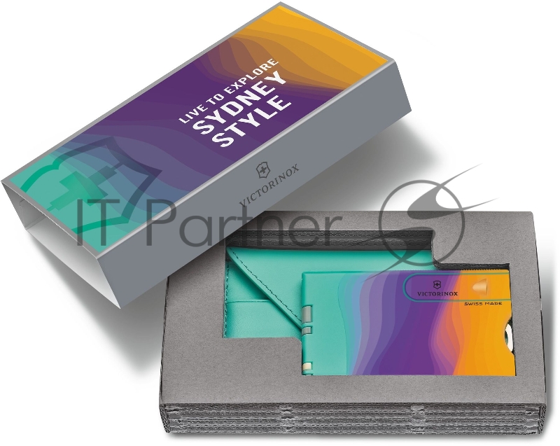 Швейцарская карта Victorinox Swiss Card Classic Sydney Style (0.7100.E222) бирюзовый коробка подарочная