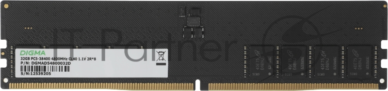 Память DDR5 32GB 4800MHz Digma DGMAD54800032D RTL PC5-38400 CL40 DIMM 288-pin 1.1В dual rank Ret