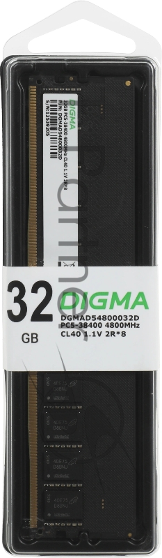 Память DDR5 32GB 4800MHz Digma DGMAD54800032D RTL PC5-38400 CL40 DIMM 288-pin 1.1В dual rank Ret