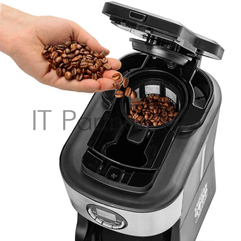 Электрическая автоматическая кофеварка капельного типа Endever Costa-1048, мощность 1300 Вт, цвет-черный/стальной, встроенная кофемолка, по 2 шт/уп