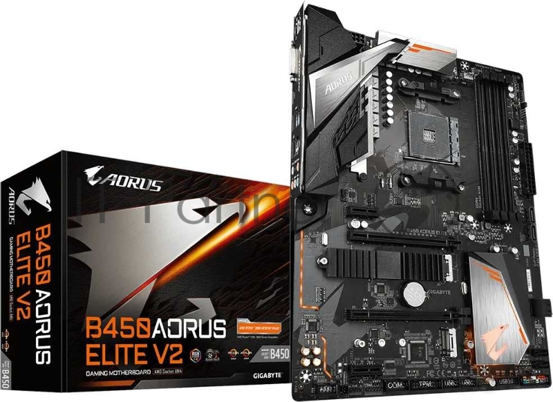 Материнская плата Gigabyte B450 AORUS ELITE V2 (V1.2) Soc-AM4 AMD B450 4xDDR4 ATX AC`97 8ch(7.1) GbLAN RAID+DVI+HDMI