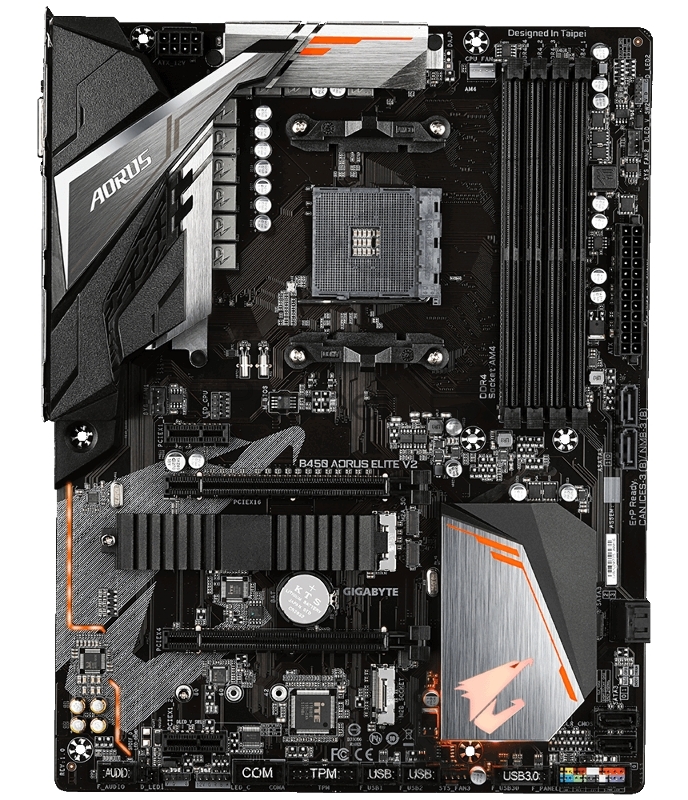 Материнская плата Gigabyte B450 AORUS ELITE V2 (V1.2) Soc-AM4 AMD B450 4xDDR4 ATX AC`97 8ch(7.1) GbLAN RAID+DVI+HDMI