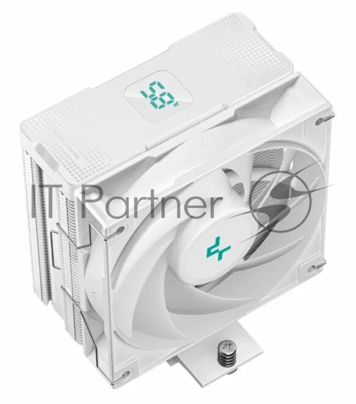 Кулер DEEPCOOL AG400 DIGITAL WH LGA1700/1200/115X/AM5/AM4 (9шт/кор, TDP 220W, PWM, Fan 120mm, 4 тепл. трубки, черный) RET