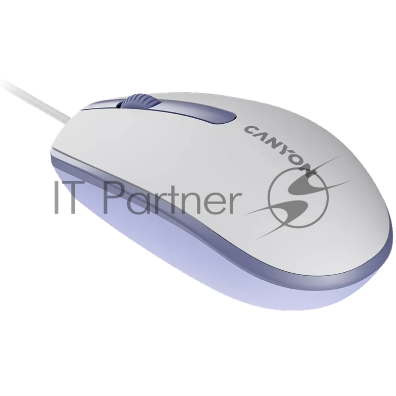 Мышь Canyon Wired optical mouse with 3 buttons, DPI 1000, with 1.5M USB cable,White lavender, 65*115*40mm, 0.1kg