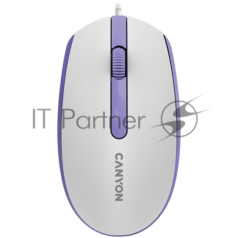 Мышь Canyon Wired optical mouse with 3 buttons, DPI 1000, with 1.5M USB cable,White lavender, 65*115*40mm, 0.1kg