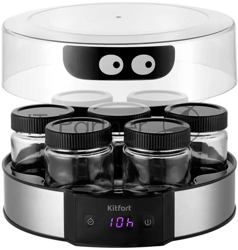 Йогуртница Kitfort КТ-6295 20Вт 7б. 190мл упр.:электрон. серебристый/черный
