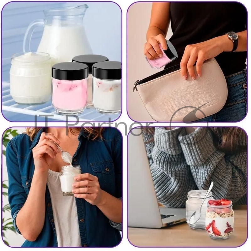 Йогуртница Kitfort КТ-6295 20Вт 7б. 190мл упр.:электрон. серебристый/черный