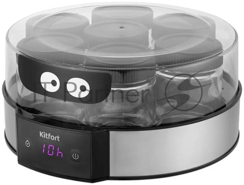 Йогуртница Kitfort КТ-6295 20Вт 7б. 190мл упр.:электрон. серебристый/черный