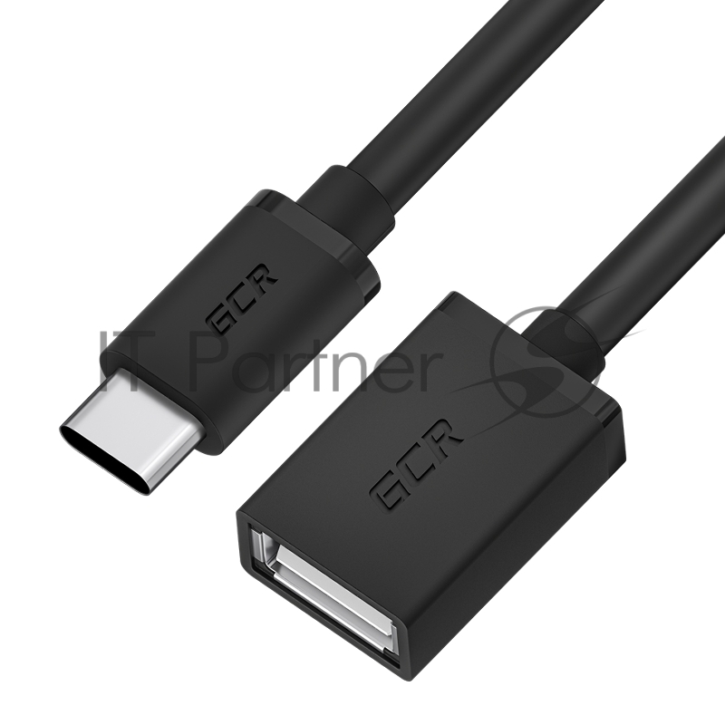 Кабель переходник GCR 1.5m TypeC / USB 2.0 AF, черный, GCR-55260