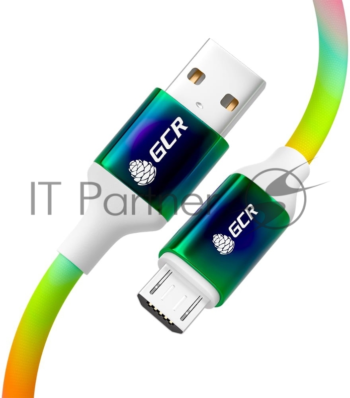 Кабель GCR 1.2m MicroUSB быстрая зарядка, GRADIENT, 28/22 AWG, GCR-53981