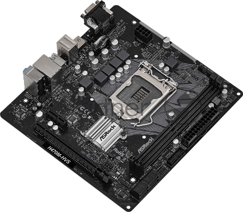 Материнская плата ASRock H470M-HVS/ H470M-HVS R2.0 LGA1200, H470, 2*DDR4, D-Sub+HDMI, 4xSATA3 6.0, 2xUSB 3.2, 4xUSB 2.0, mATX