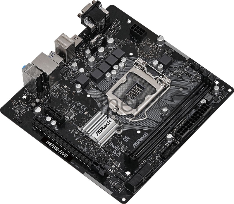 Материнская плата ASRock H470M-HVS/ H470M-HVS R2.0 LGA1200, H470, 2*DDR4, D-Sub+HDMI, 4xSATA3 6.0, 2xUSB 3.2, 4xUSB 2.0, mATX