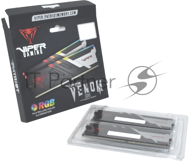 Память Patriot 64Gb DDR5 5600MHz PVVR564G560C40K Viper Venom RGB 2x32Gb RTL Gaming PC5-44800 CL40 DIMM 288-pin 1.35В