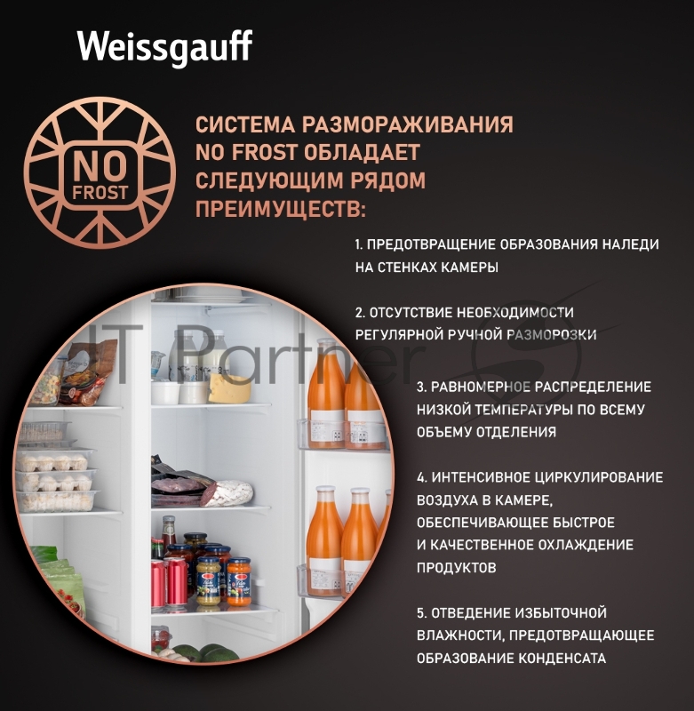 Холодильник Weissgauff WSBS 500 Inverter NoFrost Dark Grey