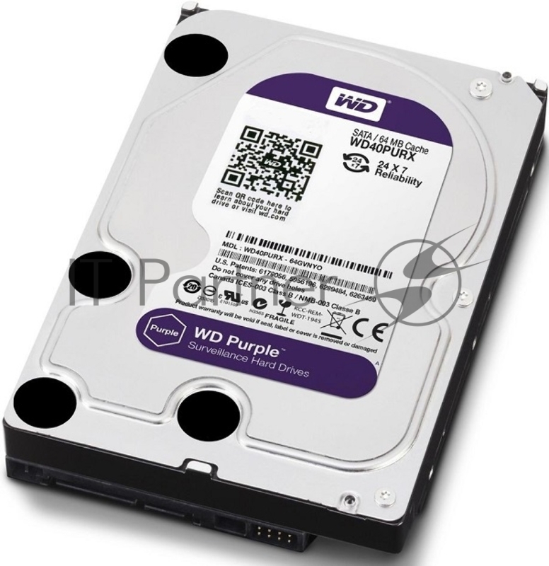 Жесткий диск Western Digital SATA-III 4Tb WD40PURZ Video Purple (5400rpm) 64Mb 3.5