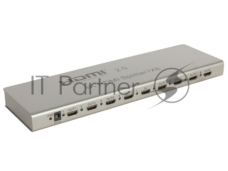 Разветвитель Orient HSP0108H-2.0, HDMI 4K Splitter 1->8, HDMI 2.0/3D, UHDTV 4K/ 60Hz (3840x2160)/HDTV1080p, HDCP2.2, EDID управление, RS232 порт, IR в