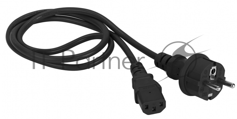 Шнур питания C13-Schuko прямая, 3х0.75, 220В, 10А, черный, 2 метра