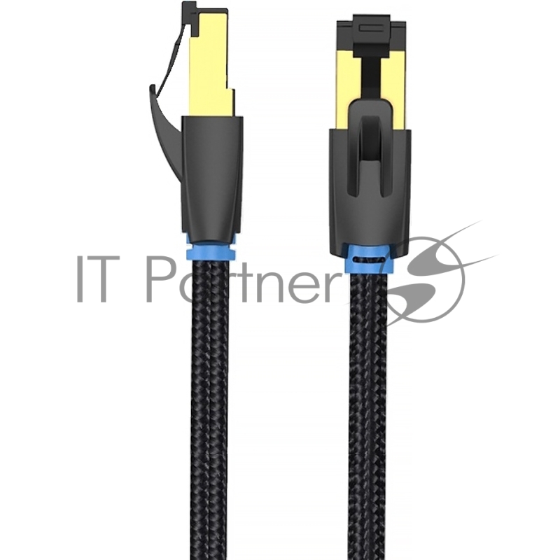 Патч-корд Vention прямой SFTP cat.8 RJ45 - 0,5м. Черный Тканевая оплетка