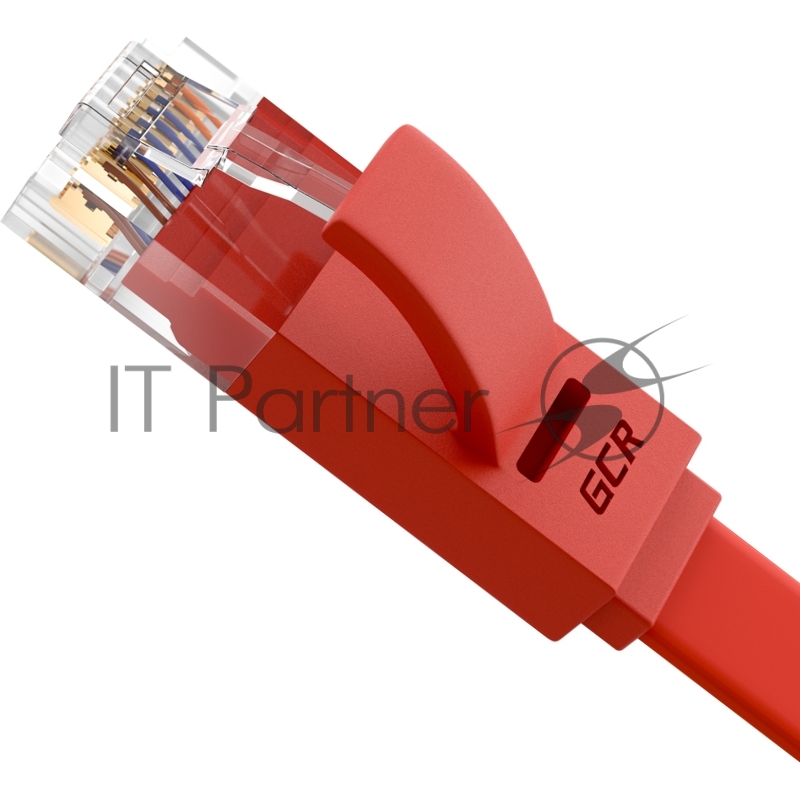 Патч-корд GCR PROF плоский прямой 1.0m, UTP медь кат.6, красный, 30 AWG, ethernet high speed 10 Гбит/с, RJ45, T568B, GCR-53083