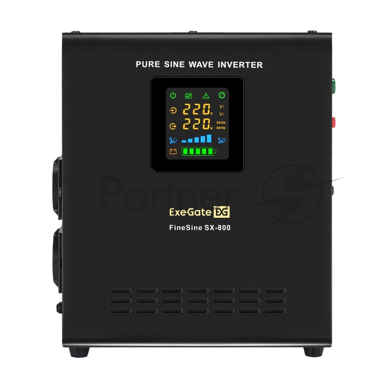 Комплект ИБП EX295996RUS + батарея 40Aч EX282979RUS 1шт (инвертор, синус, для котла, настенный) ExeGate FineSine SX-800.LCD.AVR.2SH <800VA/500W, чистая синусоида, цветной LCD-дисплей, AVR, 2*Schuko, линейно-интерактивный, крепление настенное/универса