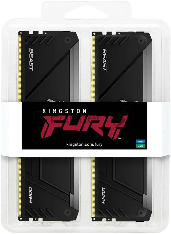 Оперативная память Kingston 32GB 3733MT/s DDR4 CL19 DIMM (Kit of 2) 1Gx8 FURY Beast RGB, EAN: 740617337341