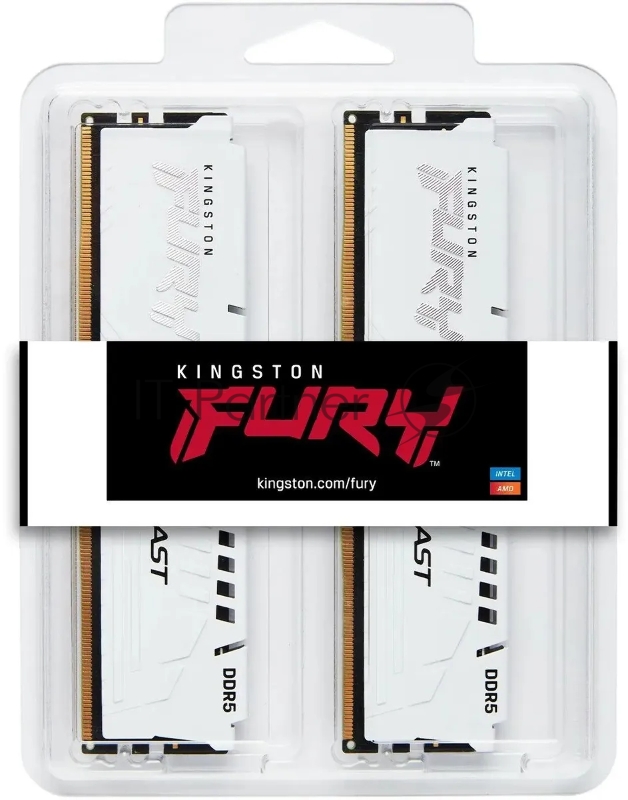 Оперативная память Kingston DRAM 64GB 5600MT/s DDR5 CL40 DIMM (Kit of 2) FURY Beast White XMP EAN: 740617333923