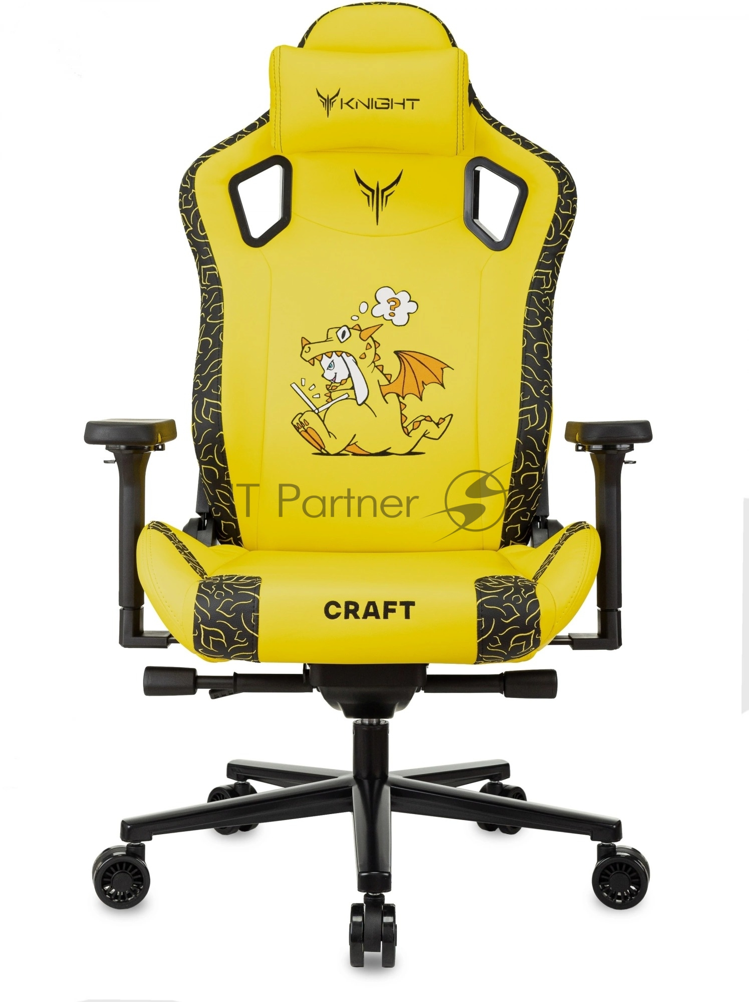 Кресло игровое Knight Craft Dragon желтый эко.кожа крестов. металл