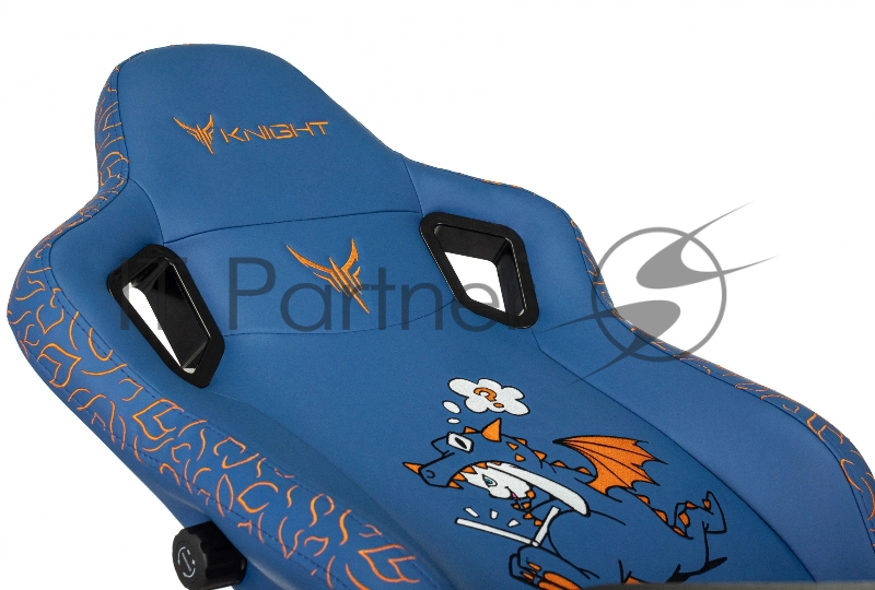 Кресло игровое Knight Craft Dragon синий эко.кожа крестов. металл
