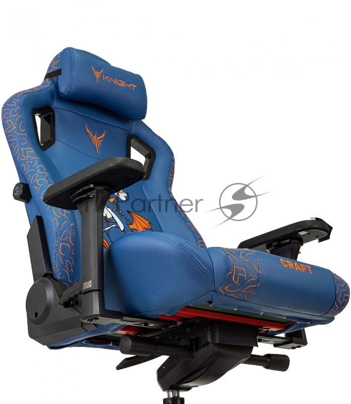 Кресло игровое Knight Craft Dragon синий эко.кожа крестов. металл