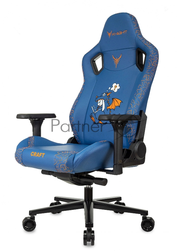 Кресло игровое Knight Craft Dragon синий эко.кожа крестов. металл