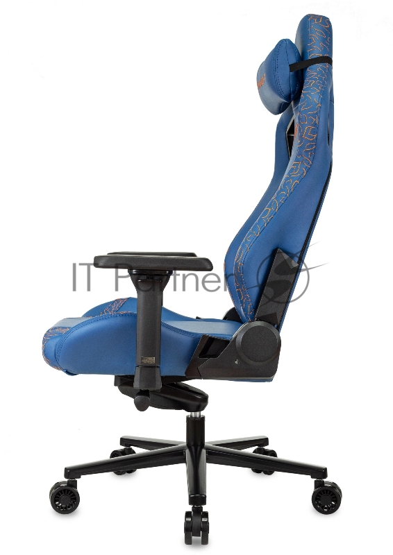 Кресло игровое Knight Craft Dragon синий эко.кожа крестов. металл