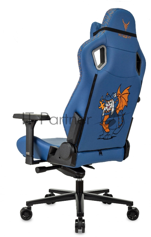 Кресло игровое Knight Craft Dragon синий эко.кожа крестов. металл