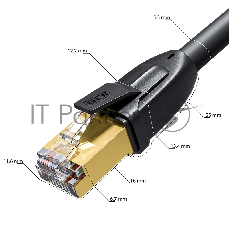Патч-корд GCR PROF прямой 2.0m, FTP медь кат.6, позолоч. контакты и коннектор, 25 AWG, Deluxe ethernet high speed 10 Гбит/с, RJ45, T568B