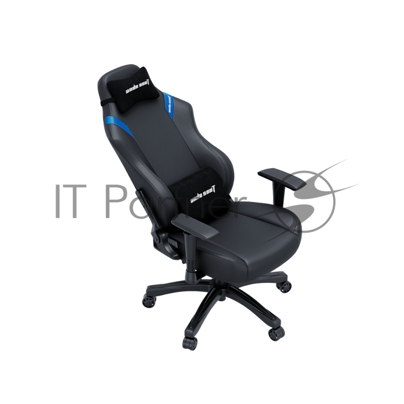 Кресло игровое Anda Seat Luna series цвет черный с синими вставками, размер L (110кг), материал ПВХ (модель AD18)