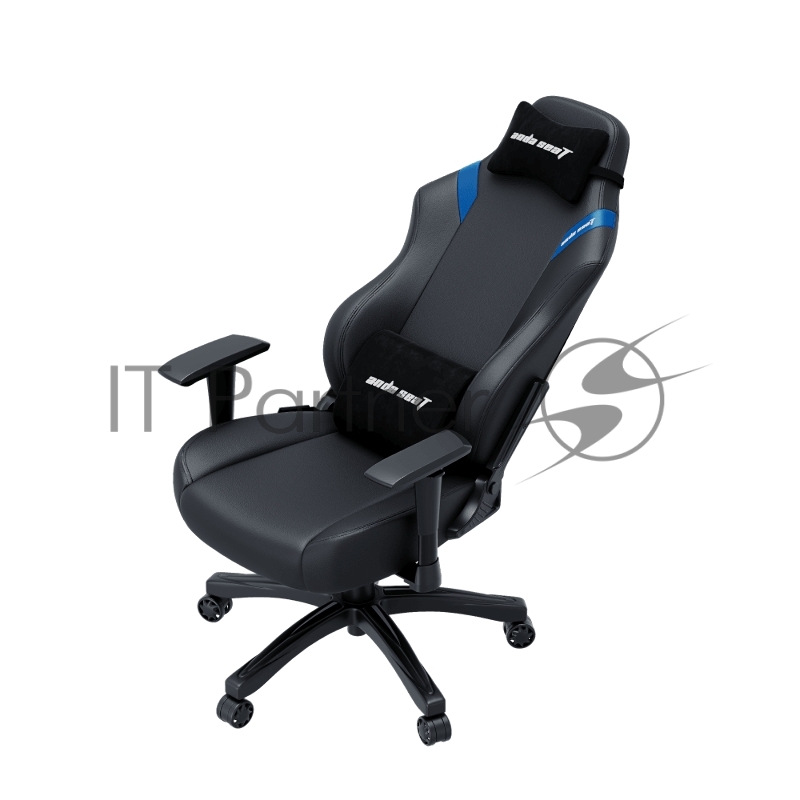 Кресло игровое Anda Seat Luna series цвет черный с синими вставками, размер L (110кг), материал ПВХ (модель AD18)