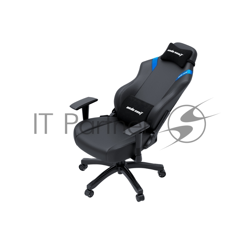 Кресло игровое Anda Seat Luna series цвет черный с синими вставками, размер L (110кг), материал ПВХ (модель AD18)