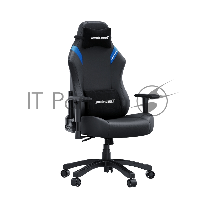 Кресло игровое Anda Seat Luna series цвет черный с синими вставками, размер L (110кг), материал ПВХ (модель AD18)