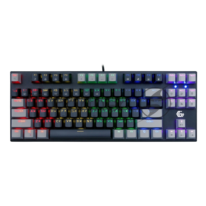 Проводная механическая клавиатура Gembird KB-G600-1, 87кл, Rainbow, коричн.свитчи, 1.8м, черная