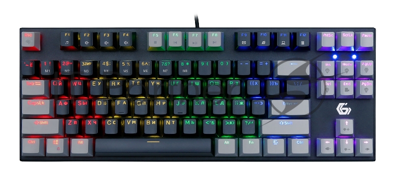 Проводная механическая клавиатура Gembird KB-G600-1, 87кл, Rainbow, коричн.свитчи, 1.8м, черная