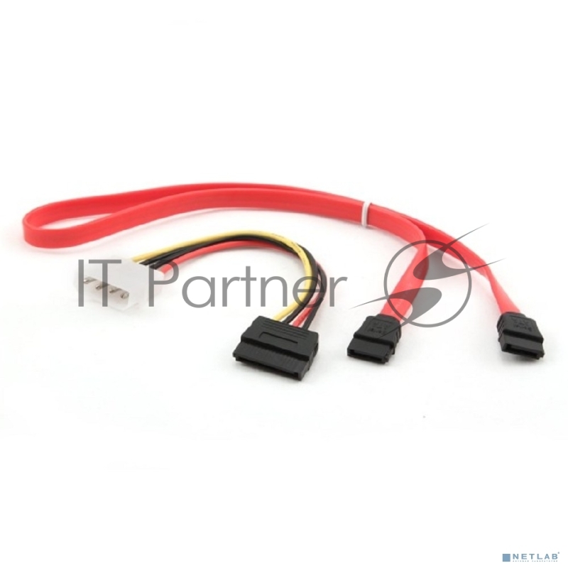 Комплект кабелей SATA Cablexpert CC-SATA-N, интерфейсный (48см) 7pin/7pin и питания (15см) 4pin/15pin, медь, пакет