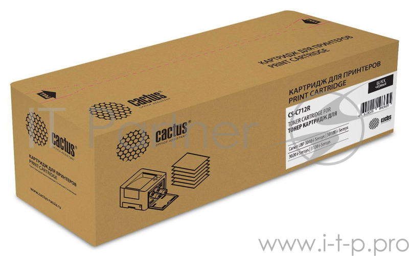 Тонер Картридж Cactus CS-C712R черный для Canon LBP-3010/3020 (1500стр.)