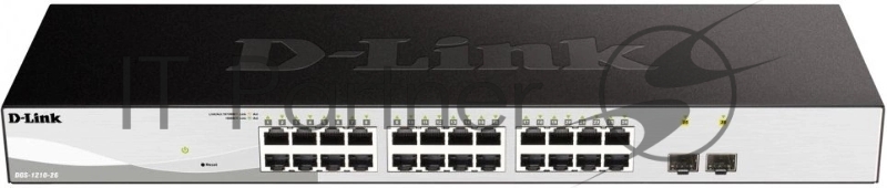 Управляемый L2 коммутатор D-Link DGS-1210-26/FL2A с 24 портами 10/100/1000Base-T и 2 портами 1000Base-X SFP