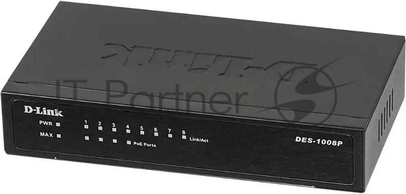 Коммутатор неуправляемый D-Link DES-1008P PoE 8 портов 10/100 Мб/с, 4хPoE 52 Вт