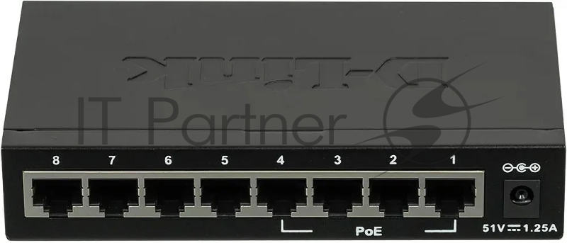 Коммутатор неуправляемый D-Link DES-1008P PoE 8 портов 10/100 Мб/с, 4хPoE 52 Вт