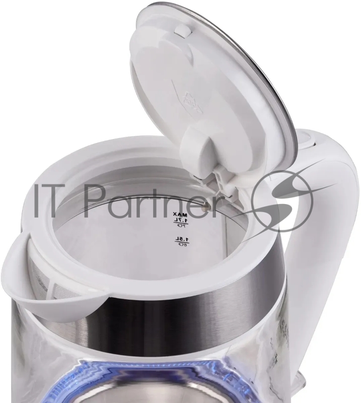 Чайник электрический Hyundai HYK-G3606 1.7л. 2200Вт белый/прозрачный корпус: стекло