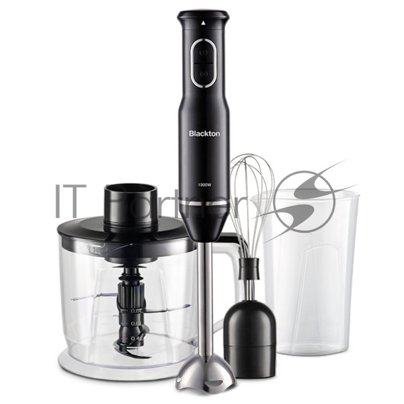 Blackton Bt HB400S Black. Мощность:1300 Вт/3 в 1 блендер+микcер+измельчитель/Из с четырьмя лезвиями/ Насадки из нержавеющей стали/Объем чаши измельчителя 800мл/ Объем мерного стакана 600мл/Параметры электропитания 220-240, 50-60 Гц/ Класс I